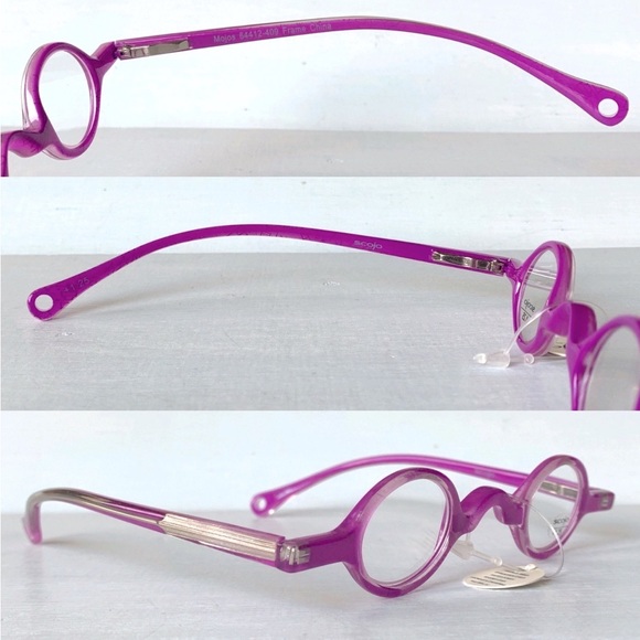 Itty Bitty +1.00 Reading Glasses Round Little Small Cheaters Magenta Pinkish - Picture 12 of 16